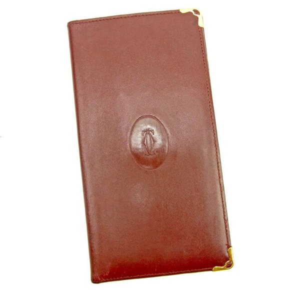 Cartier Wallet Purse Mastline Red Gold Woman unisex Authentic Used Y6631